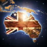 Australia flag on a map